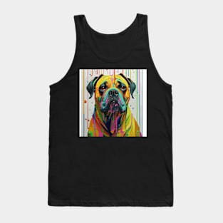 ink art Half portrait happy bullmastiff dog in a room filled with paint Tank Top